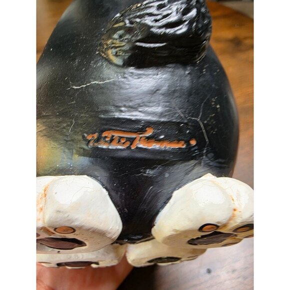 VTG Enesco Funny Bone Vicki Thomas Black Tuxedo Cat Figurine 1997 Fat Cat - Picture 2 of 16